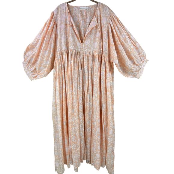 Daughters of India Kyra Maxi Dress Apricot Size XL Floral Boho Romantic - Picture 2 of 13